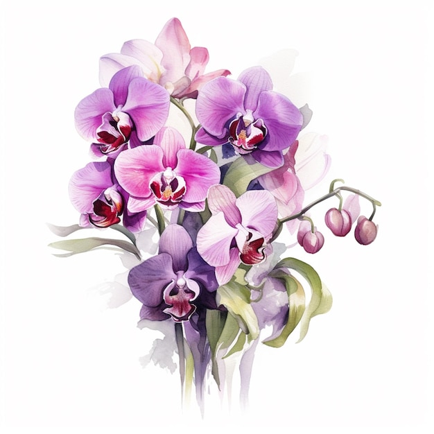 Un bouquet de fleurs avec des fleurs roses et violettes