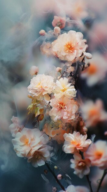 Photo un bouquet de fleurs avec un fond flou génératif ai