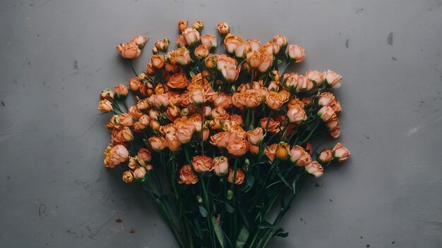 Photo bouquet de fleurs sur fond gris