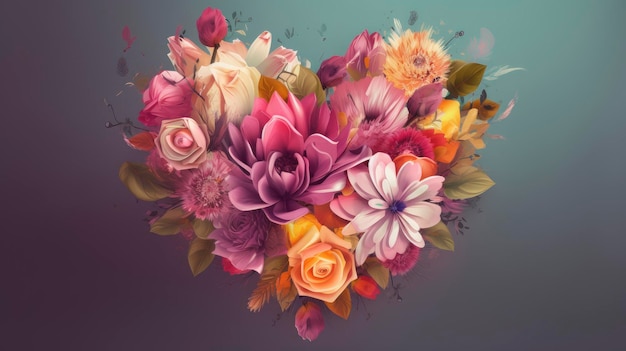 Un bouquet de fleurs sur fond gris