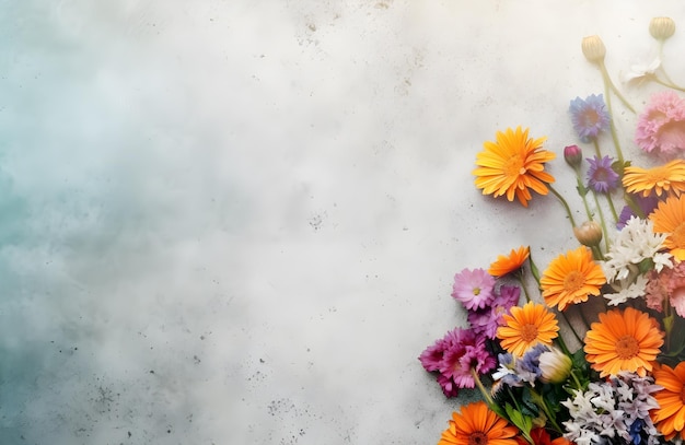 Un bouquet de fleurs sur fond de nuage