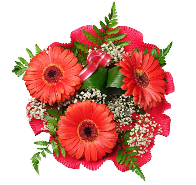 Bouquet de fleurs avec gerberas isolated on white