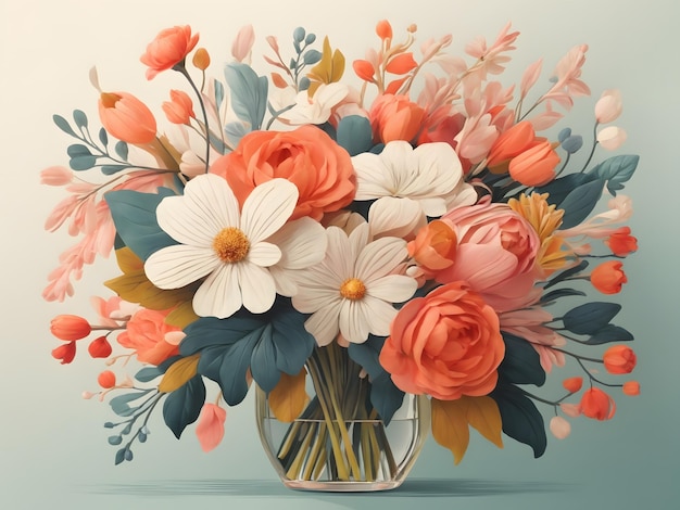 le bouquet de fleurs illustration plate