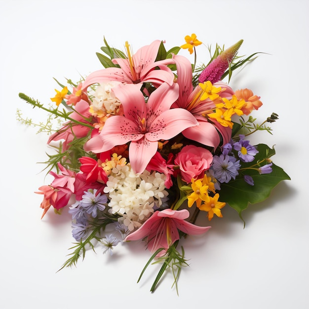 bouquet de fleurs isolé sur fond blanc