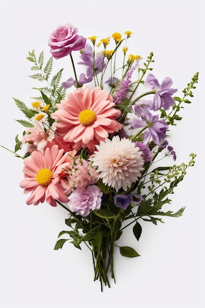 un bouquet de fleurs isolées sur un fond blanc