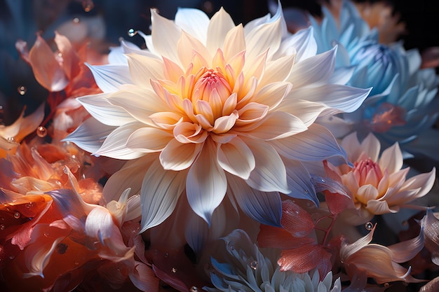Photo bouquet de fleurs jardin arrière-plan couleurs florales vives illustration botanique