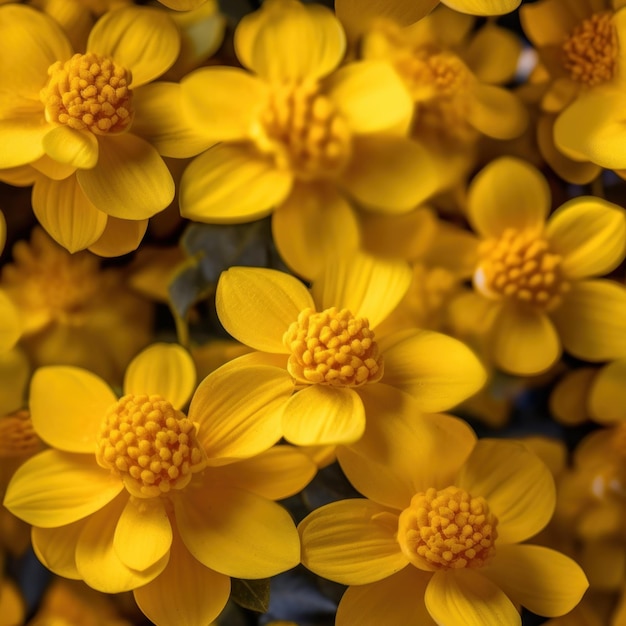 Un bouquet de fleurs jaunes avec le mot " dessus "