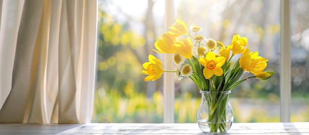 Bouquet de fleurs jaunes sur la table