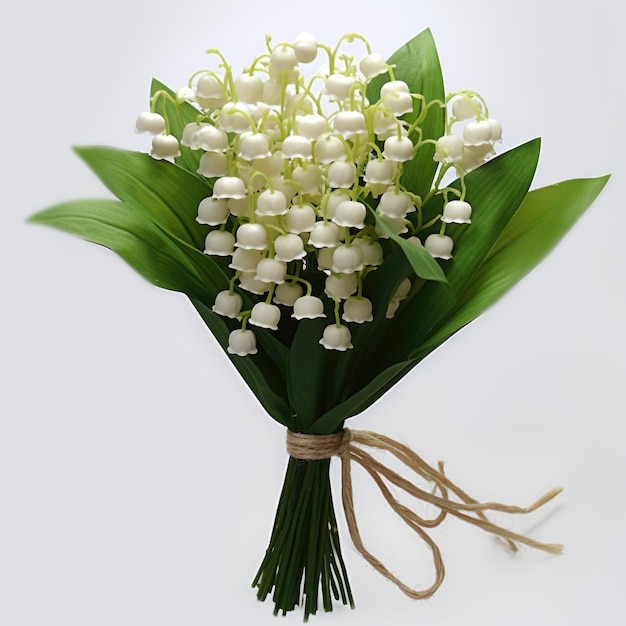 Photo un bouquet de fleurs de lis de la vallée isolées sur un fond blanc