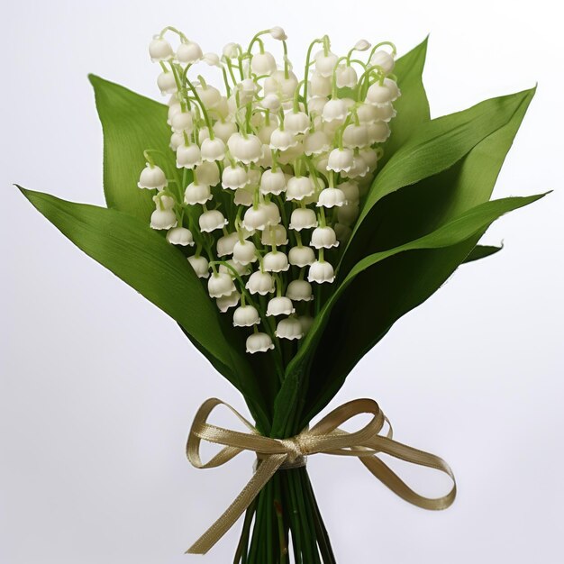 Photo un bouquet de fleurs de lis de la vallée isolées sur un fond blanc