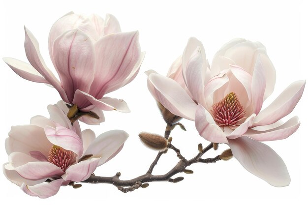 Photo bouquet de fleurs de magnolia isolé sur fond blanc