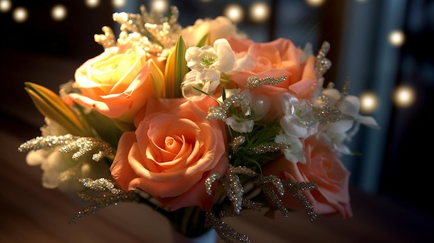 bouquet de fleurs de mariée photo réaliste