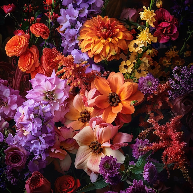 Bouquet de fleurs mélangées vibrantes et colorées Un arrangement floral époustouflant