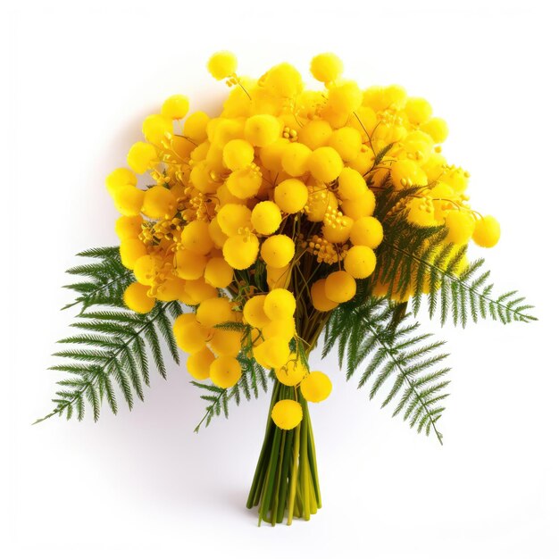 Bouquet de fleurs de mimosa sur fond blanc