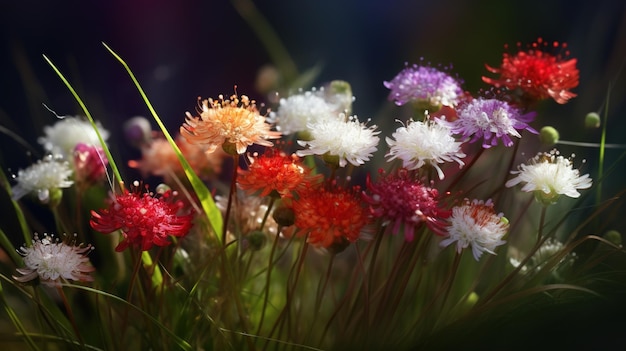 Un bouquet de fleurs avec le mot amour dessus