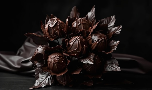 Un bouquet de fleurs avec le mot chocolat dessus