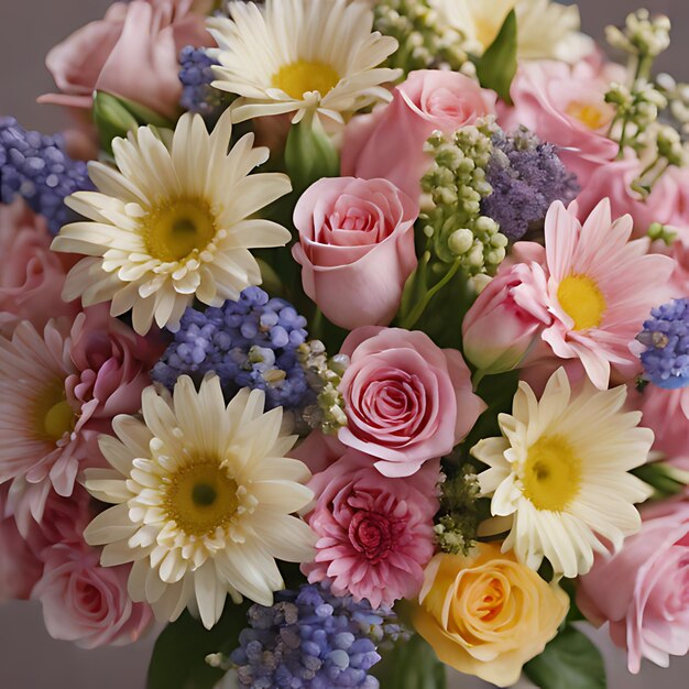 un bouquet de fleurs avec le nom de marguerite en bas