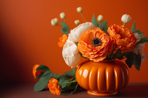 Bouquet de fleurs orange dans un vase IA générative IA générative