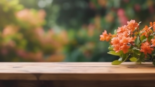 Un bouquet de fleurs oranges sur une table en bois