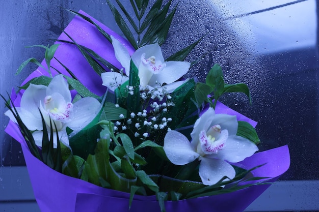 Bouquet de fleurs d'orchidée. Beau bouquet d'orchidées. Fleur d'orchidée blanche