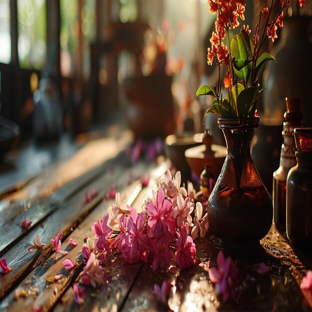 Bouquet de fleurs d'orchidées utilisées comme offrande au dieu dans le temple de Dongyue à Tainan