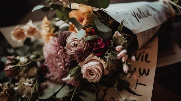 Photo un bouquet de fleurs pour un mariage