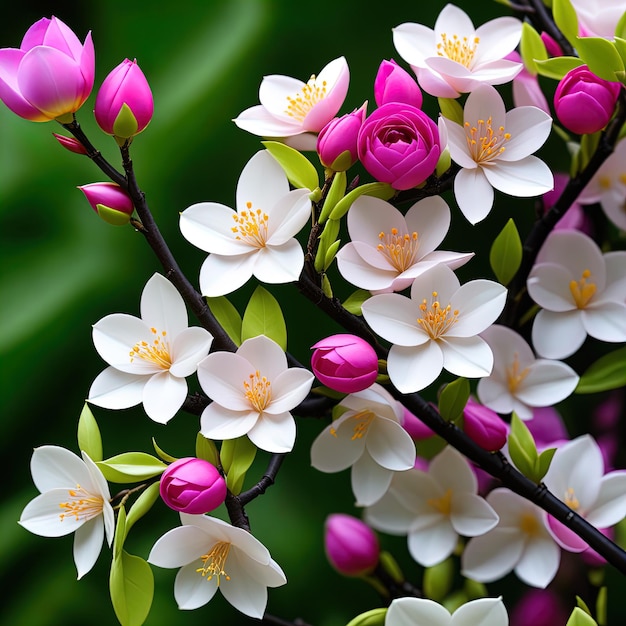 un bouquet de fleurs qui sont sur un arbre