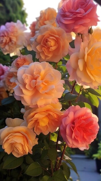 un bouquet de fleurs roses et orange