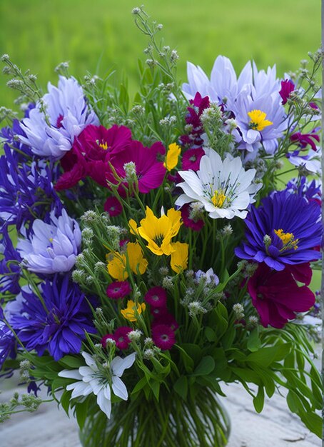 bouquet de fleurs sauvages objectif 100 mm photo en gros plan