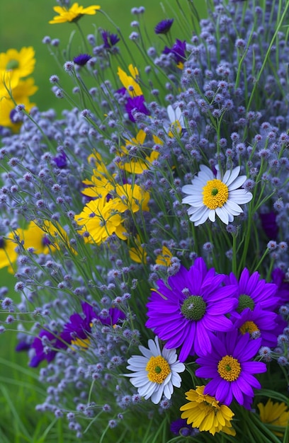 bouquet de fleurs sauvages objectif 100 mm photo en gros plan