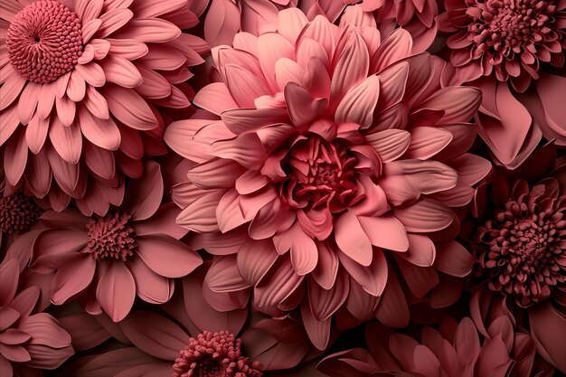 Un bouquet de fleurs stylisées avec des pétales rouges et orange vibrants sur un fond sombre