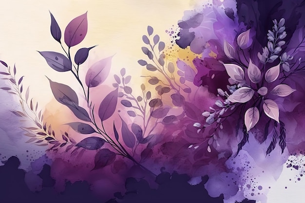 Bouquet de fleurs violettes Belle impression minimaliste pour votre décor pour félicitations de cartes postales et affiche Generative AI