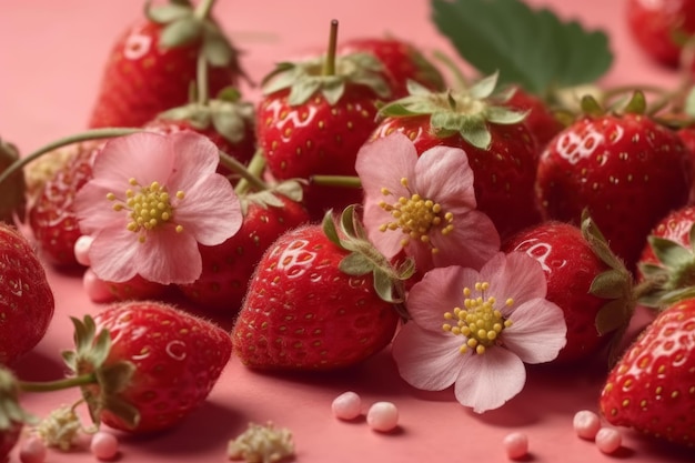 Un bouquet de fraises avec le mot amour écrit dessus