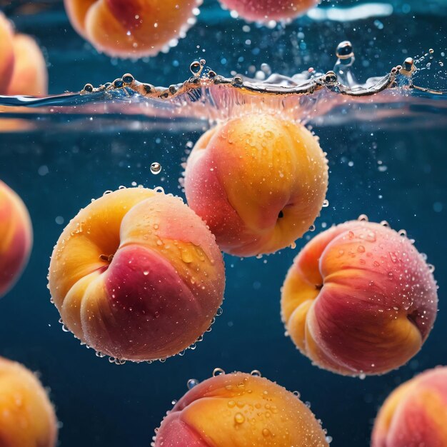 Photo un bouquet de fruits est éclaboussé d'eau