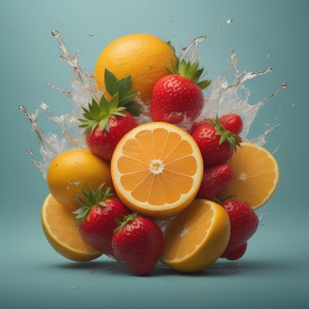 Photo un bouquet de fruits avec le mot 