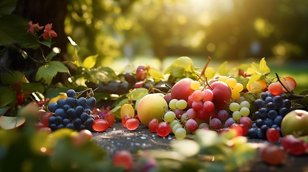 Photo un bouquet de fruits qui sont sur un arbre