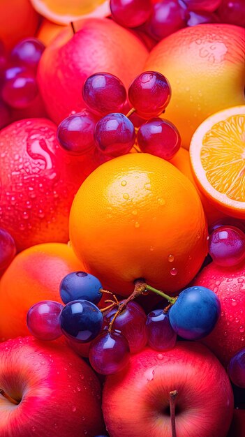 un bouquet de fruits rouges et jaunes dans un bol