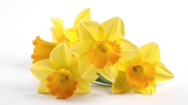 Un bouquet de jonquilles sur fond blanc