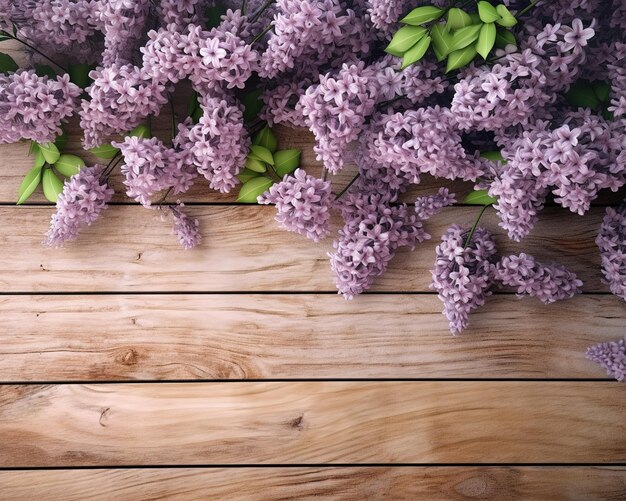 Un bouquet de lilas sur un fond en bois