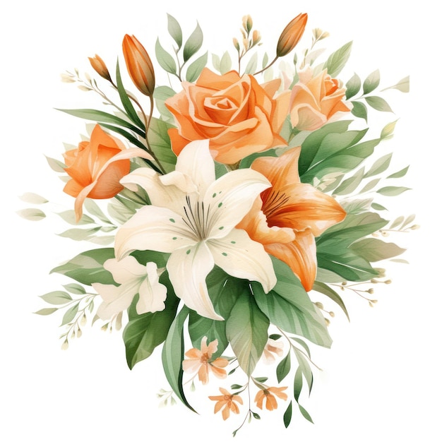 Bouquet de lys aquarelle Illustration AI GenerativexA