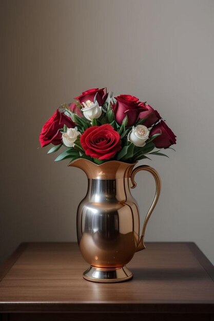 Bouquet de lys vase devant un rideau rouge