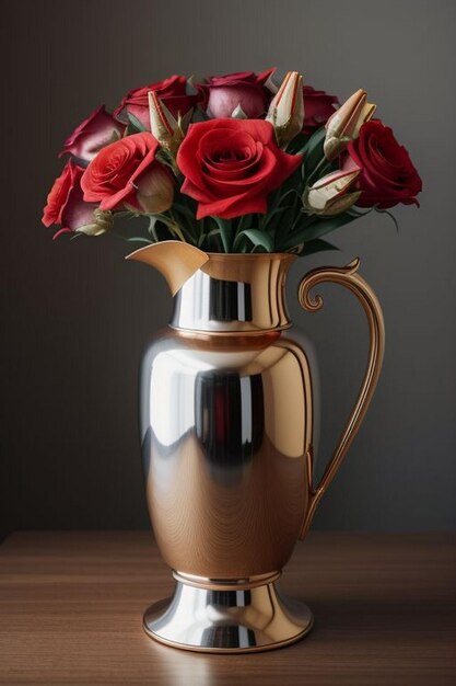 Bouquet de lys vase devant un rideau rouge