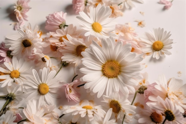 Un bouquet de marguerites sur fond blanc