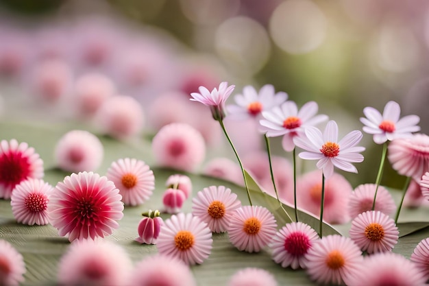 Un bouquet de marguerites sont sur un fond vert.