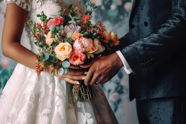 Bouquet de mariage pour un couple nouvellement marié