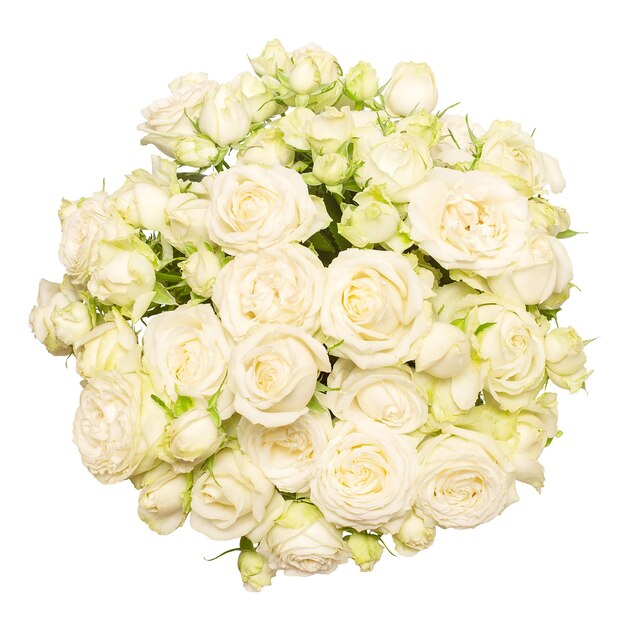 Bouquet mariée de fleurs roses délicates isolées sur fond blanc avec un tracé de détourage