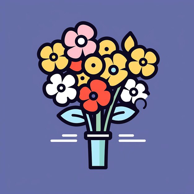 Bouquet_Moderne_Ligne_Icône_Vecteur_Line_Art_CuteIcon_Des