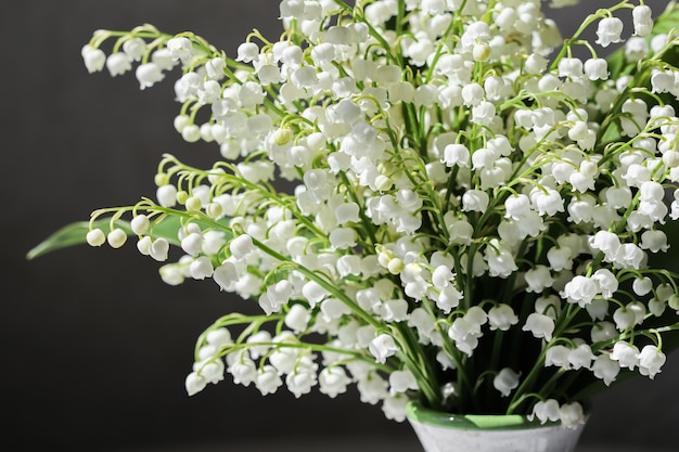 Bouquet de muguet de mai sur fond noir