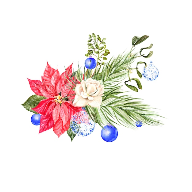 Bouquet de Noël aquarelle