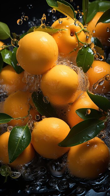 un bouquet d'oranges avec une feuille verte dessus